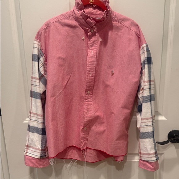 Ralph Lauren Tops - One of a kind upcycled Ralph Lauren button up w flannel plaid sleeves